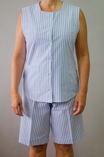 Conjunto de bermuda sem gola com bolso sem manga