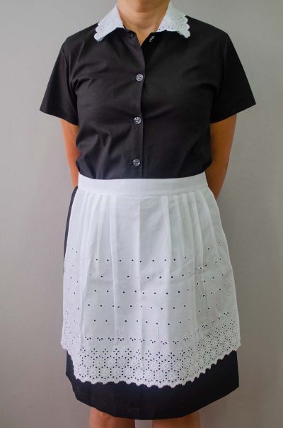 Conjunto de vestido com gola. Avental bordado inglês – com manga